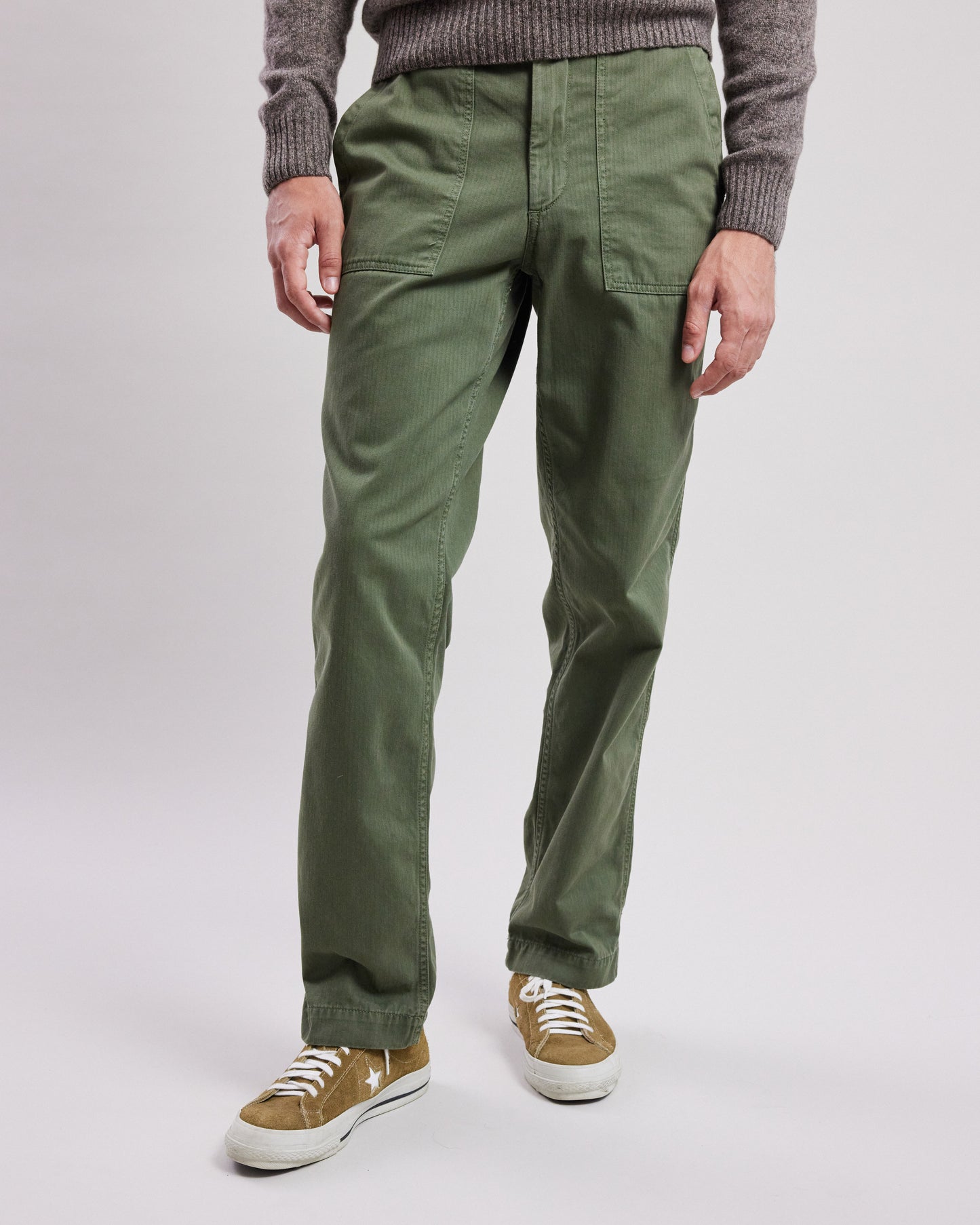 Pantalon Homme en coton à chevrons Vert Militaire Fatigue