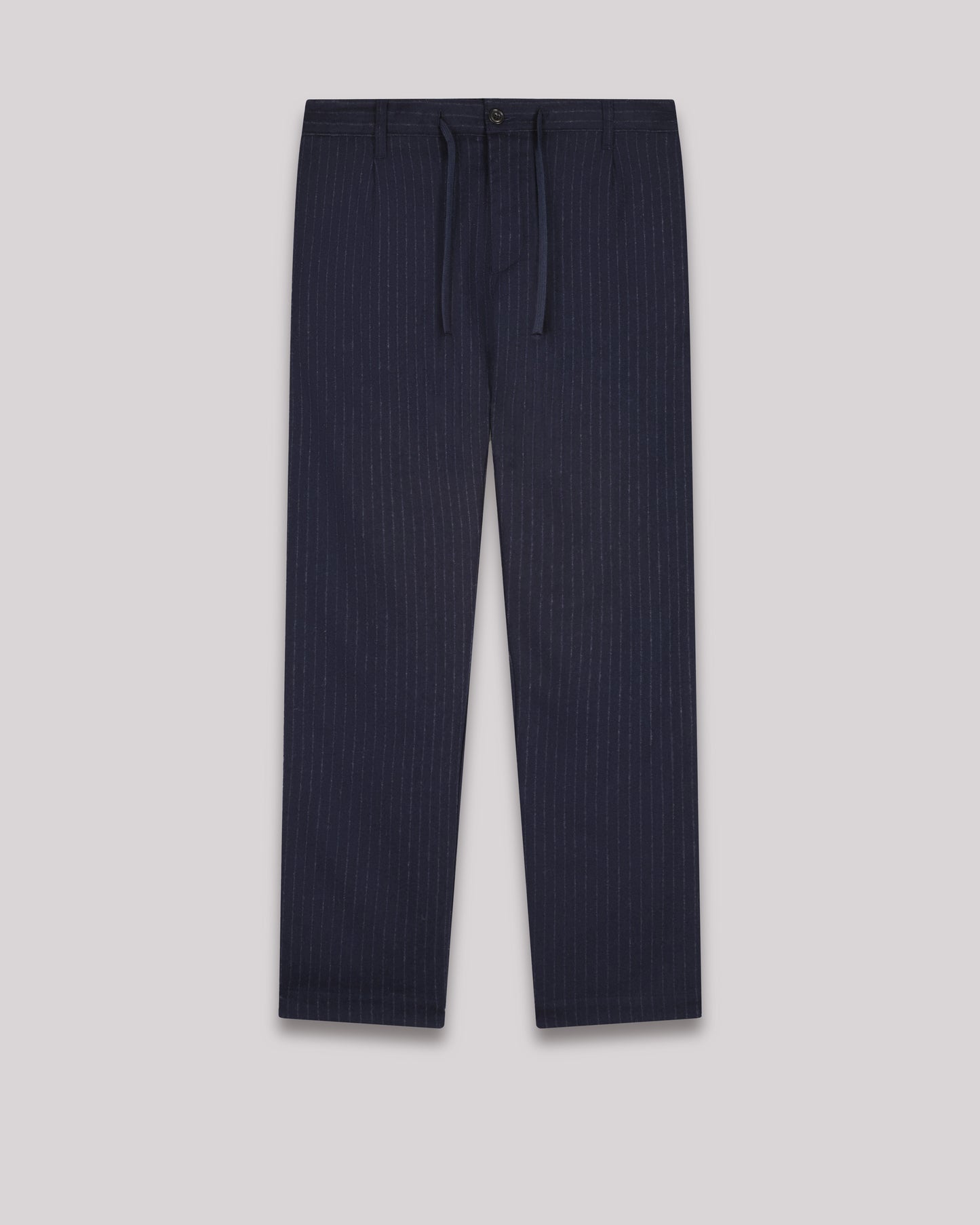 Pantalon Homme en flanelle de laine rayée Bleu Marine Tanker