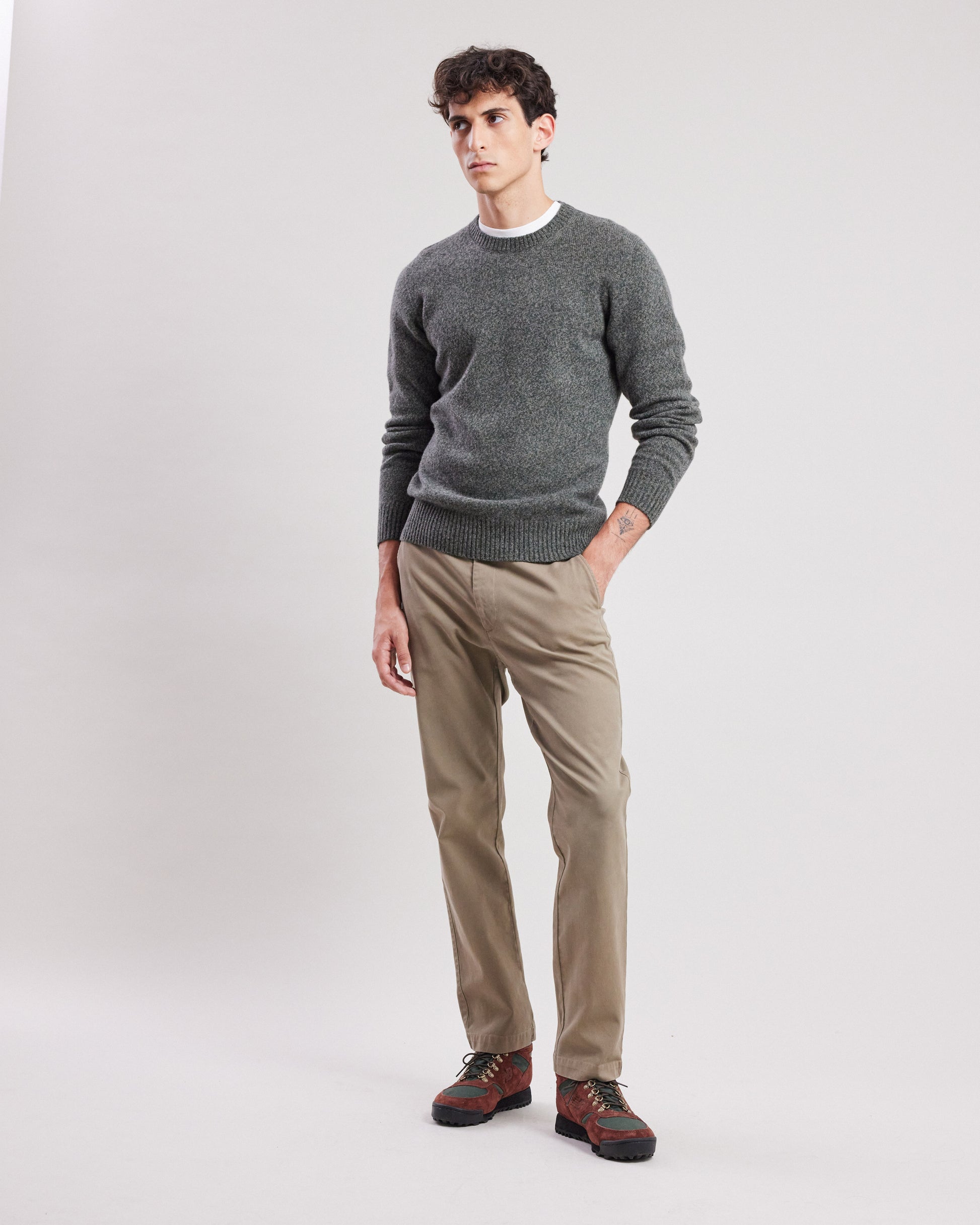 Pantalon Homme en piqué stretch Taupe Tyron