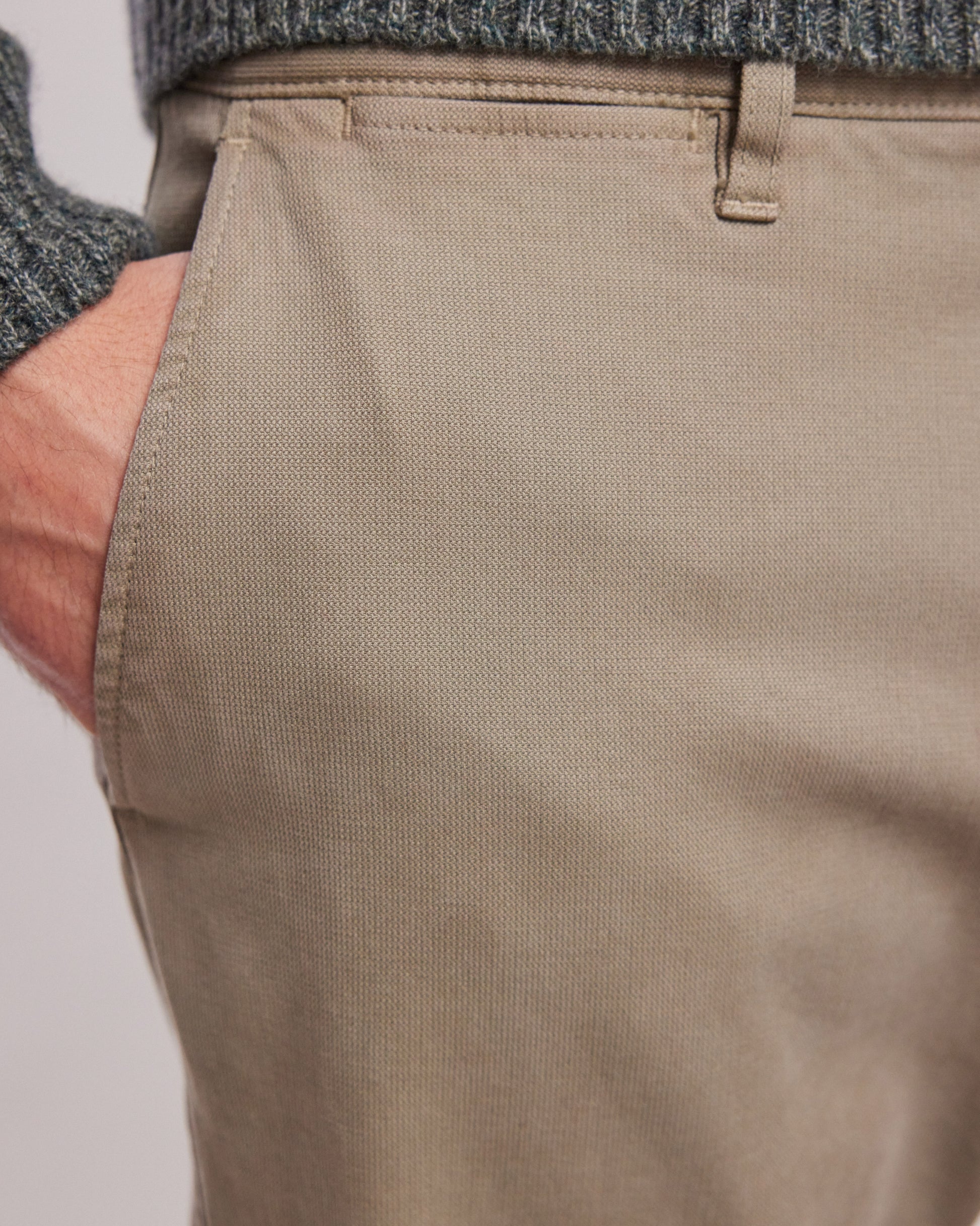 Pantalon Homme en piqué stretch Taupe Tyron