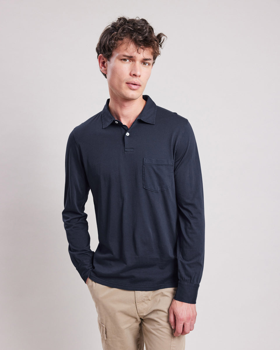 Men's Midnight Blue cotton jersey Polo - Image principale