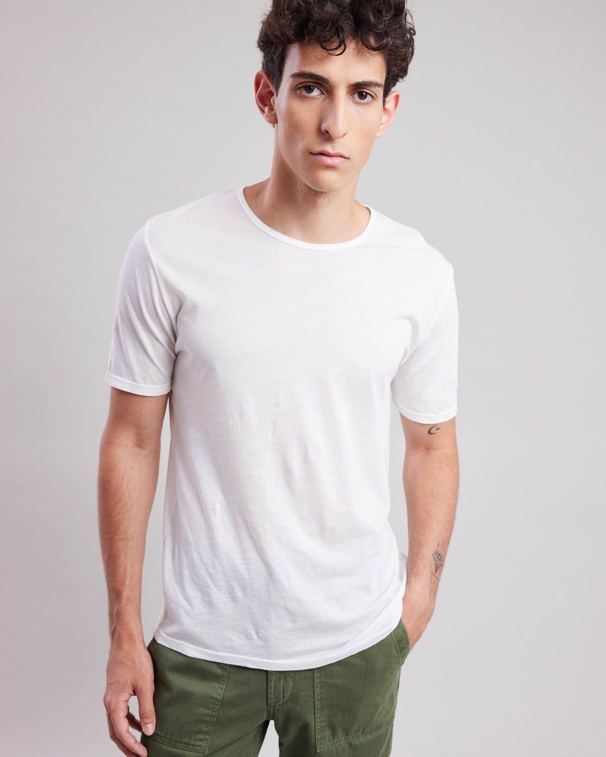 Tee shirt Homme en jersey de coton léger Blanc Light Crew BC62301-01
