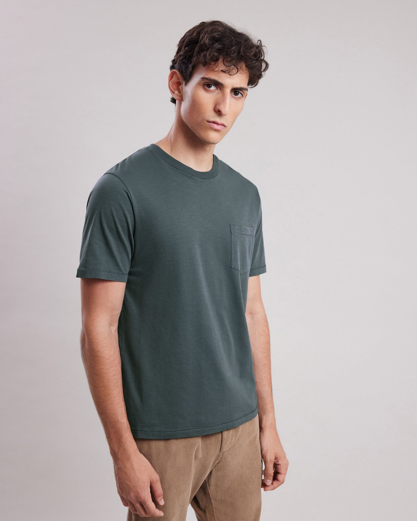 Tee shirt Homme en coton slub Carbone Pocket