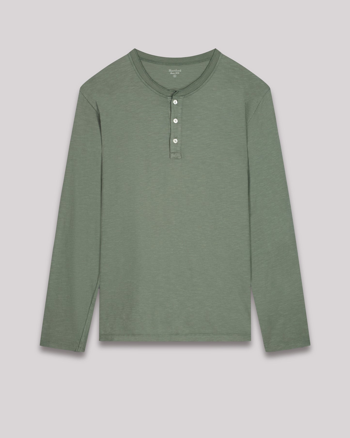 Men's Military Green slub jersey Henley T-shirt