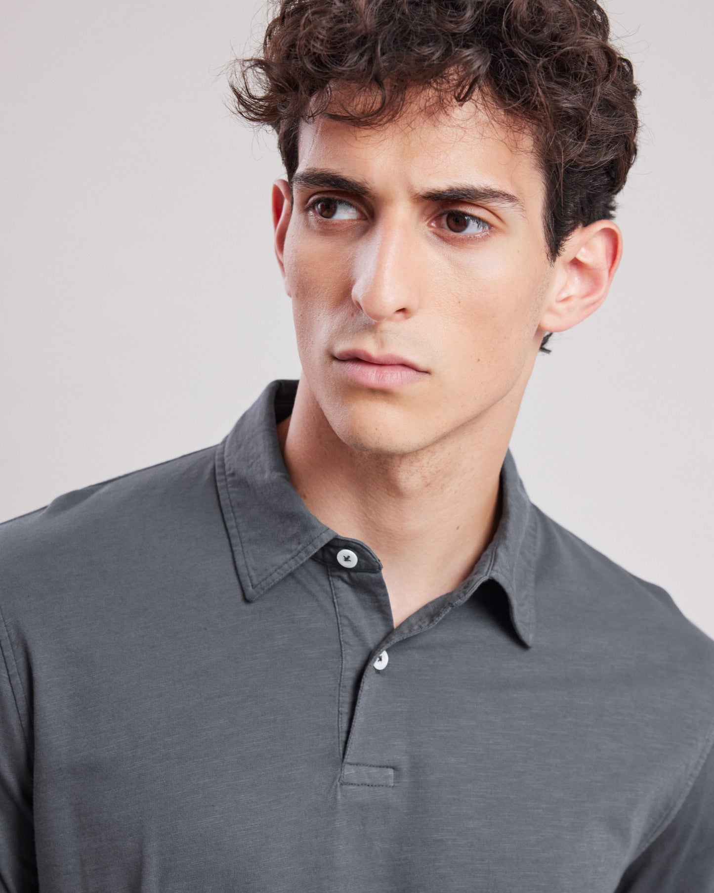 Polo Homme en coton slub Carbone