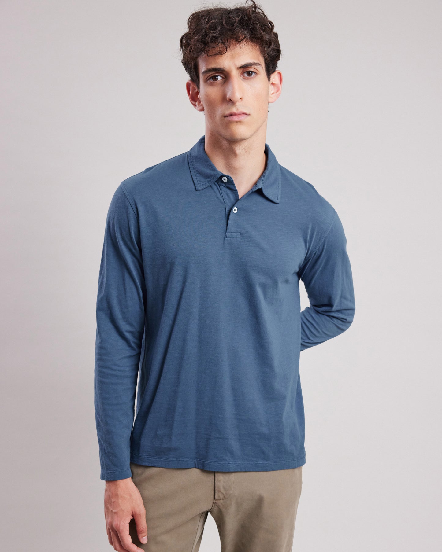 Polo Homme en coton slub Bleu Cobalt