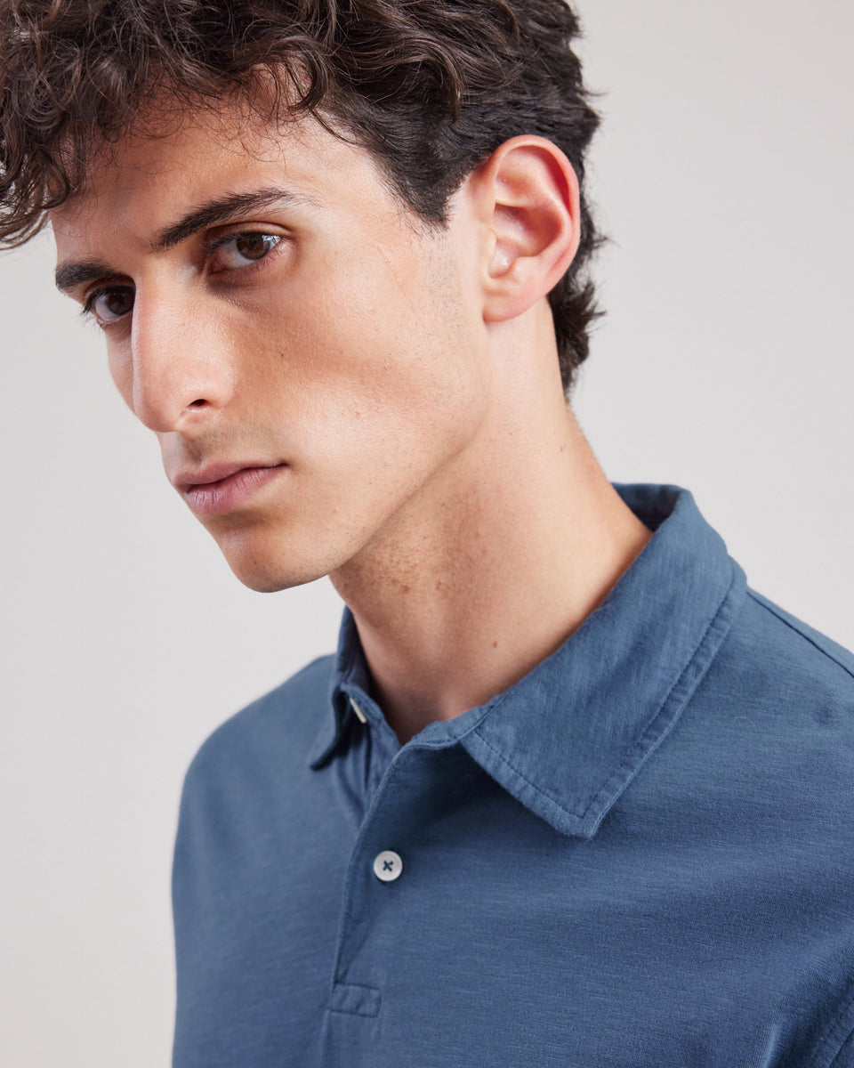 Polo Homme en coton slub Bleu Cobalt - Image alternative