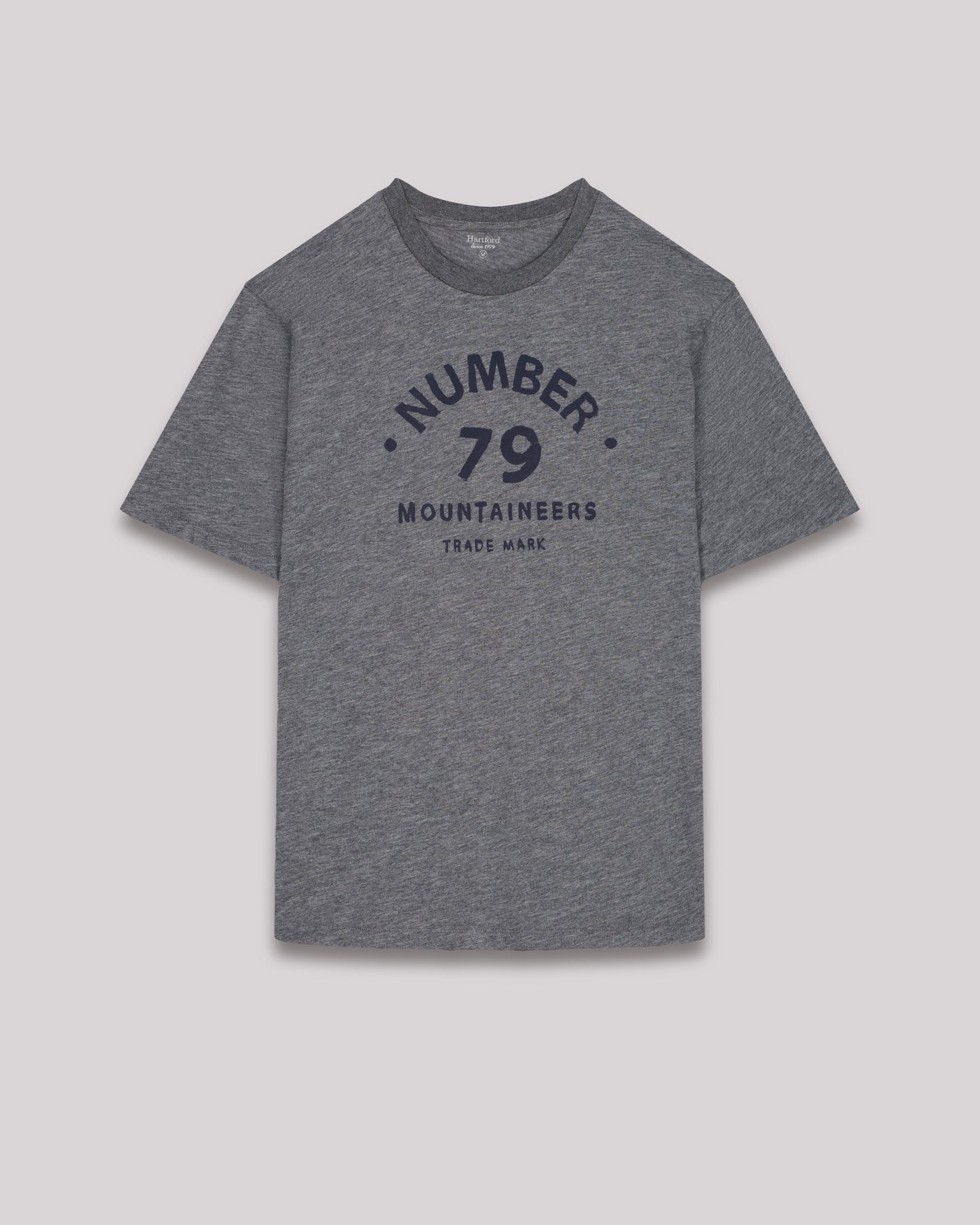 Tee shirt Homme en coton slub imprimé "79" Gris Foncé Chiné