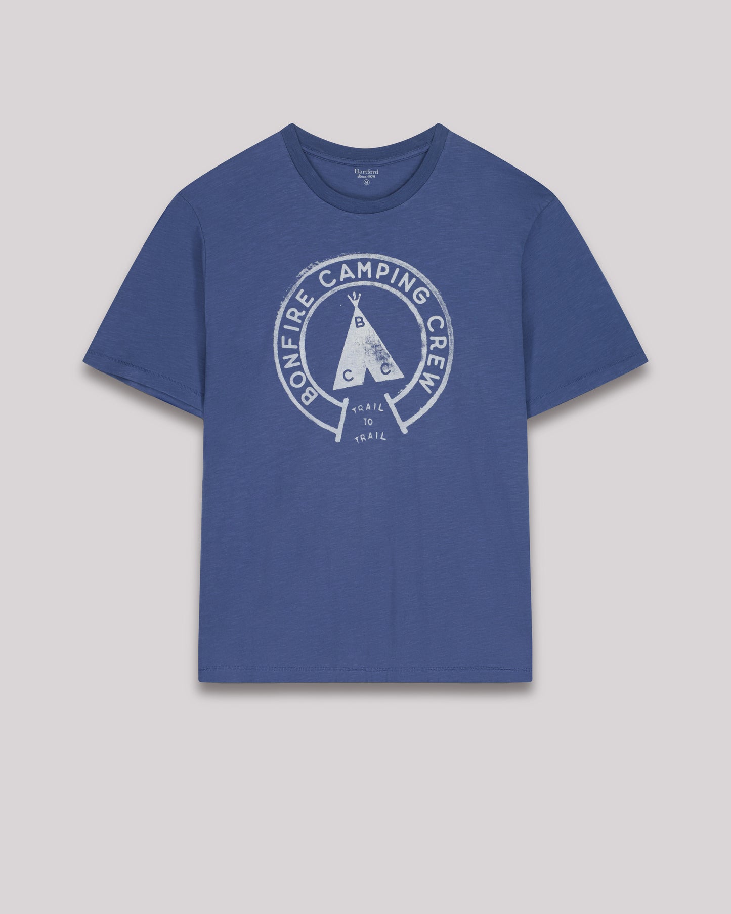 Tee shirt Homme en coton slub imprimé "Bonfire" Bleu Cobalt