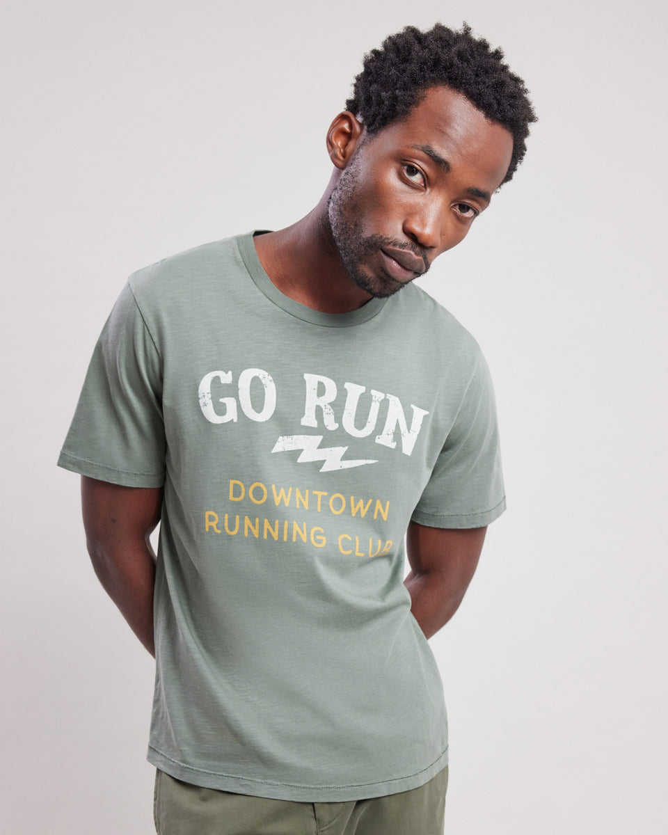 Go Run Men's Military Green Cotton Slub 