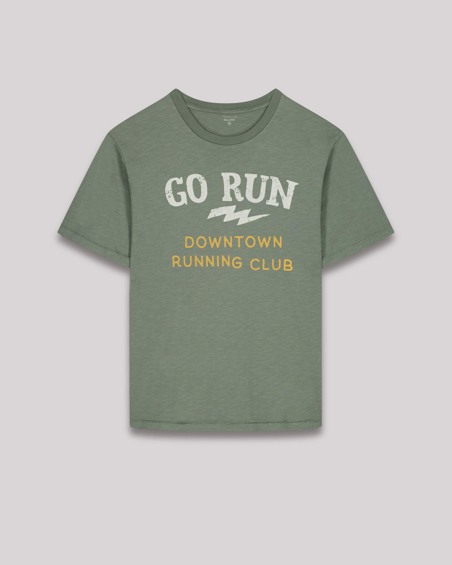 Go Run Men's Military Green Cotton Slub "Run" T-shirt