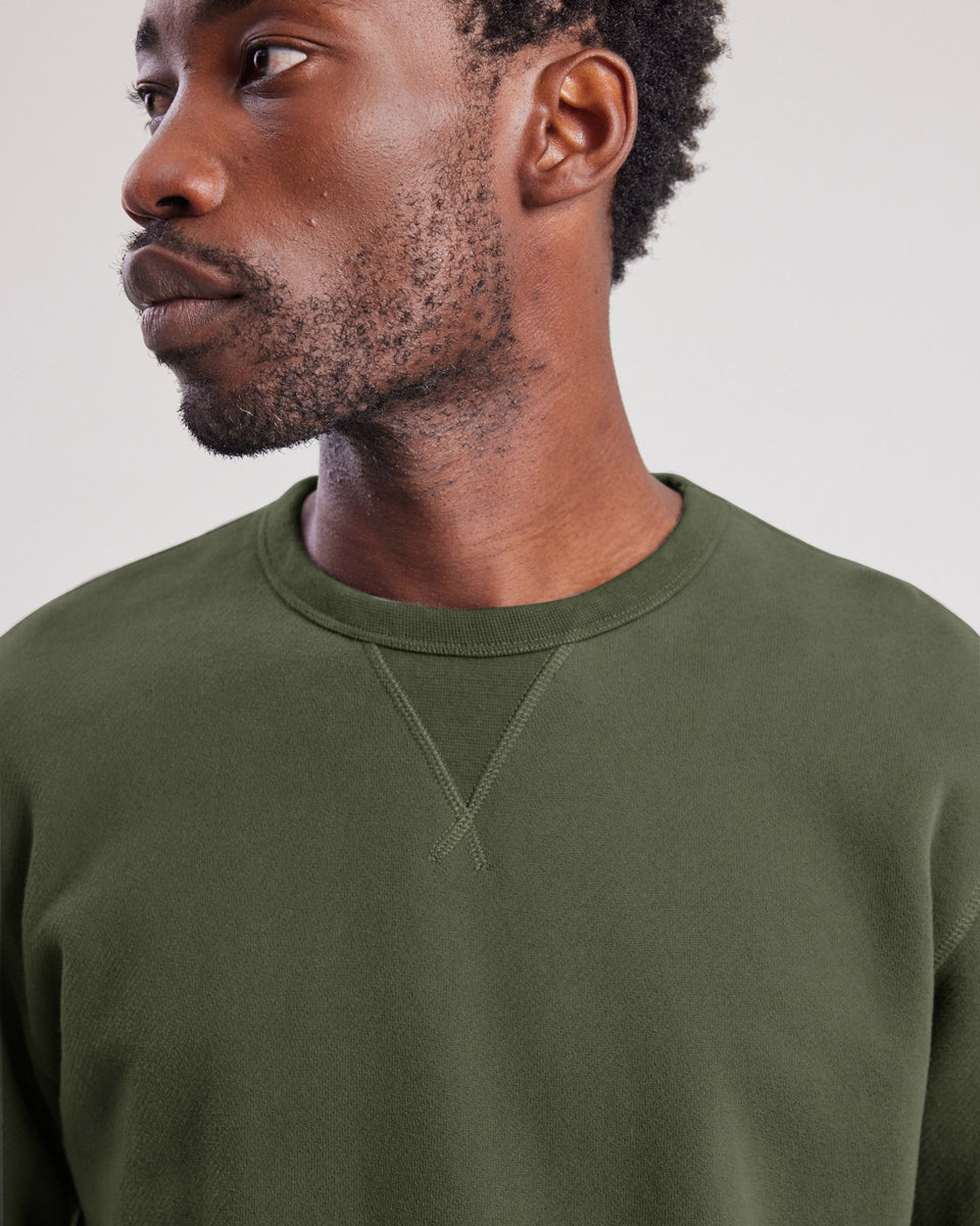 Sweatshirt Homme en coton Vert Militaire Crew - Image alternative