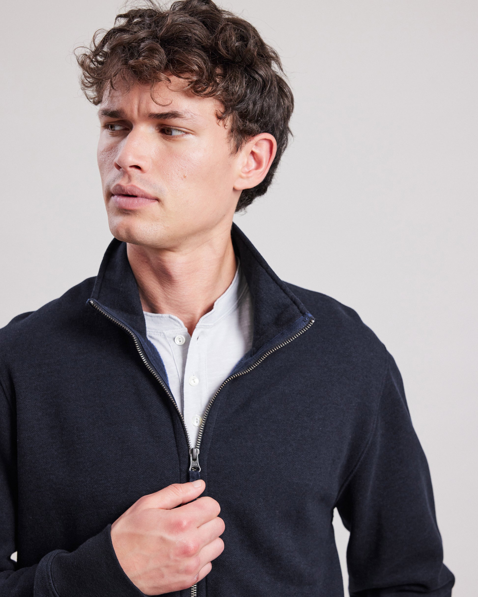 Sweatshirt Track Jacket Homme en coton & laine Bleu Nuit