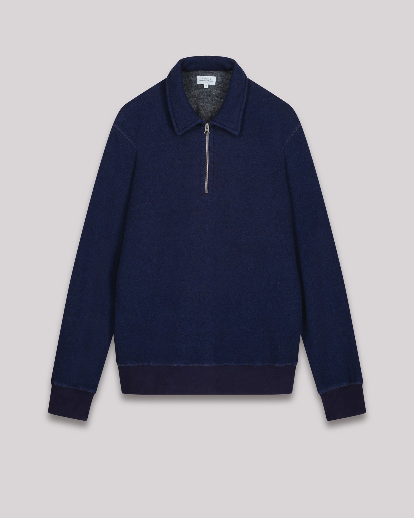 Sweatshirt zipper Homme en molleton & polaire Indigo