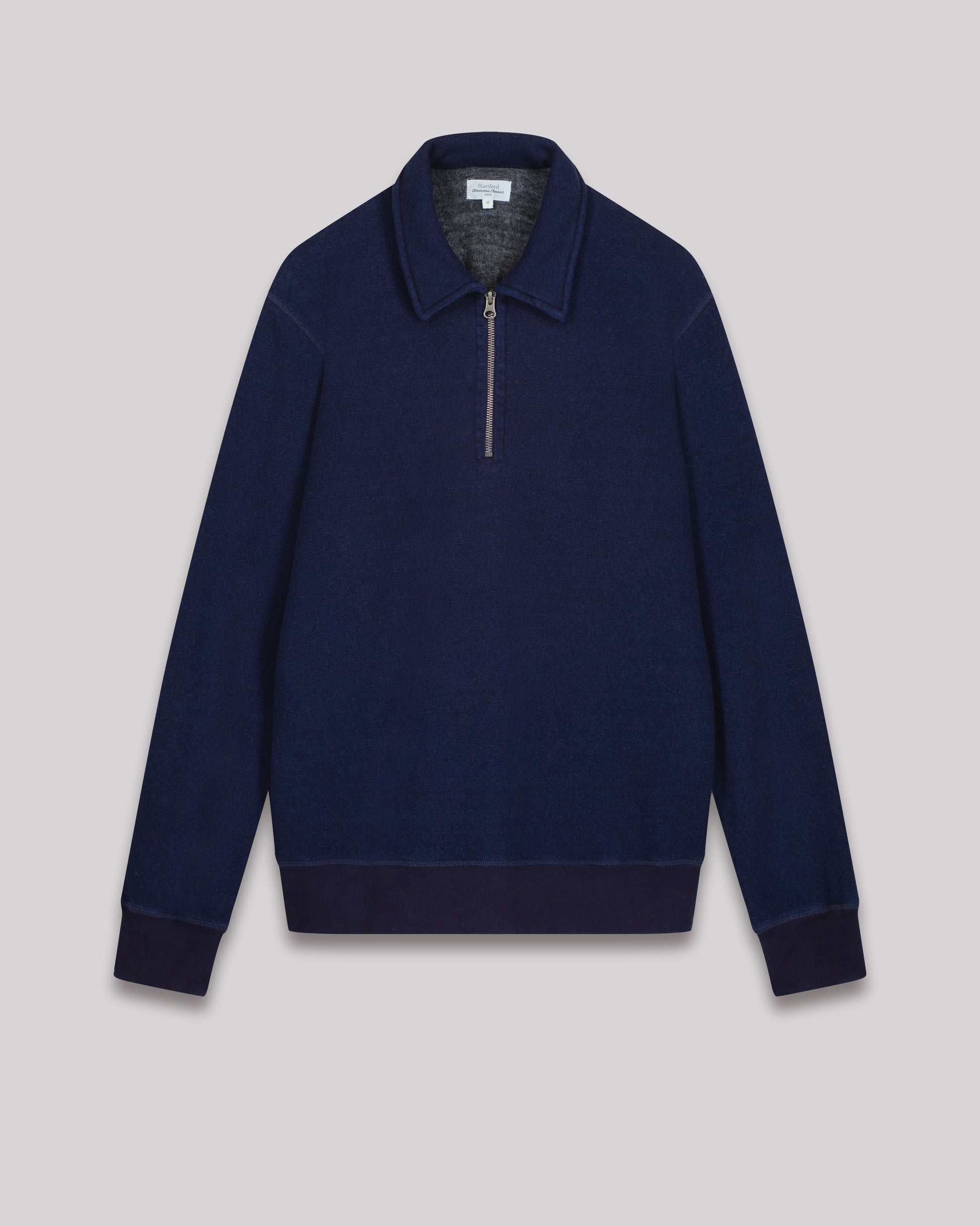 Sweatshirt zipper Homme en molleton & polaire Indigo