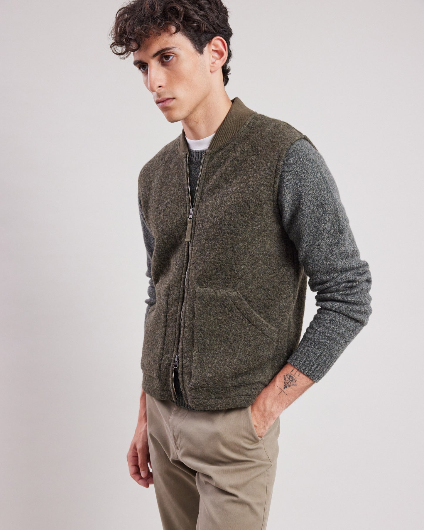 Vest Men's Military Green wool Vest