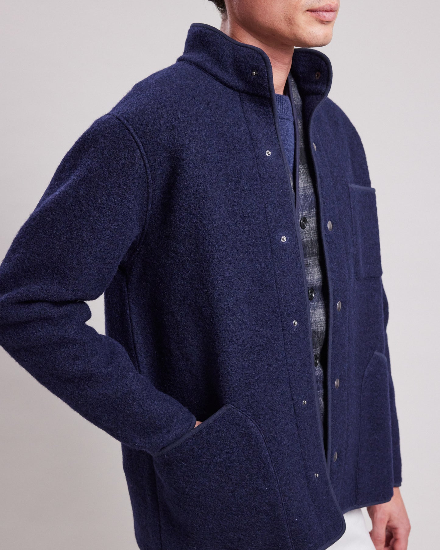 Veste Homme en laine bouillie Bleu Marine Jason