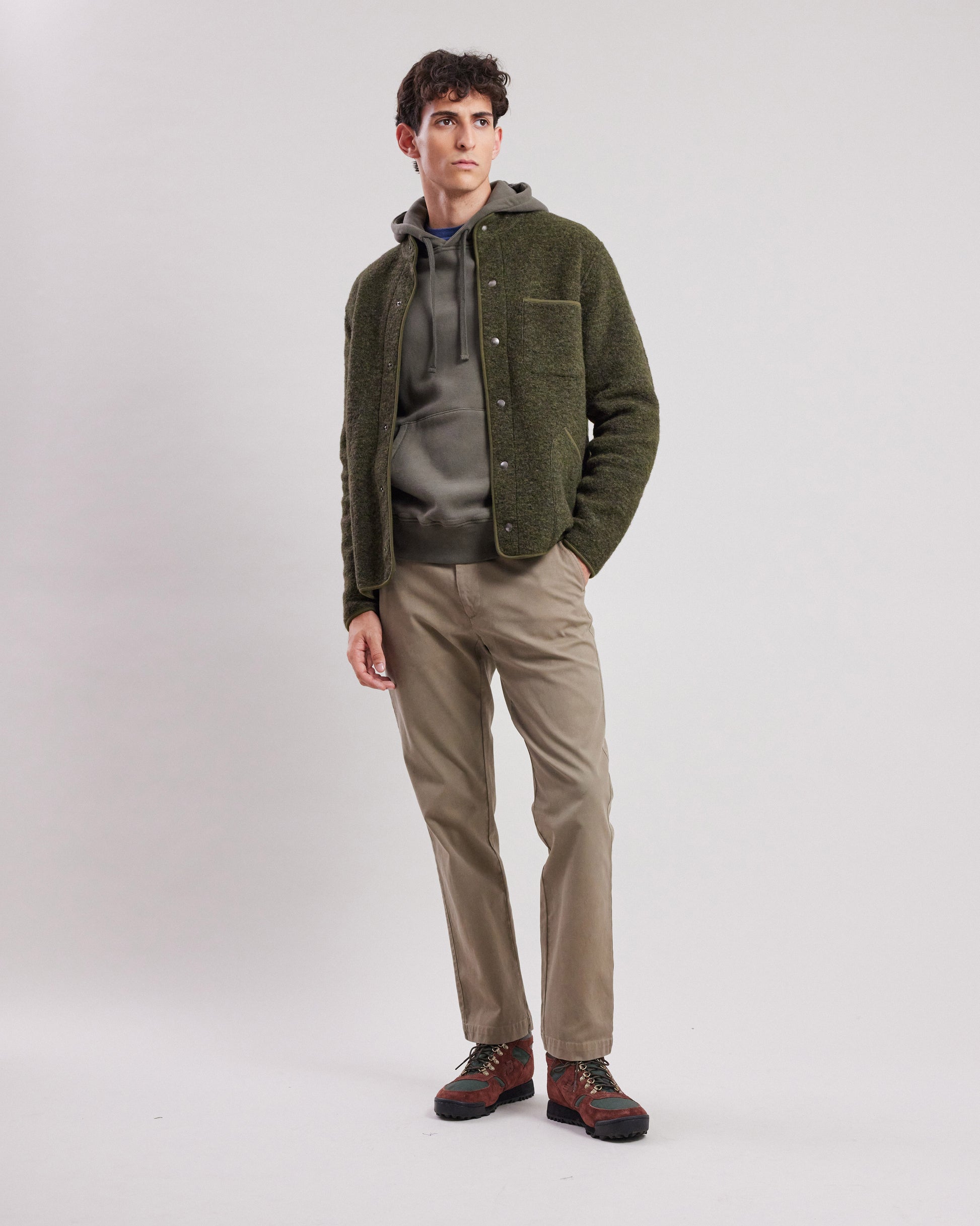 Veste Homme en laine bouillie Vert Militaire Jason