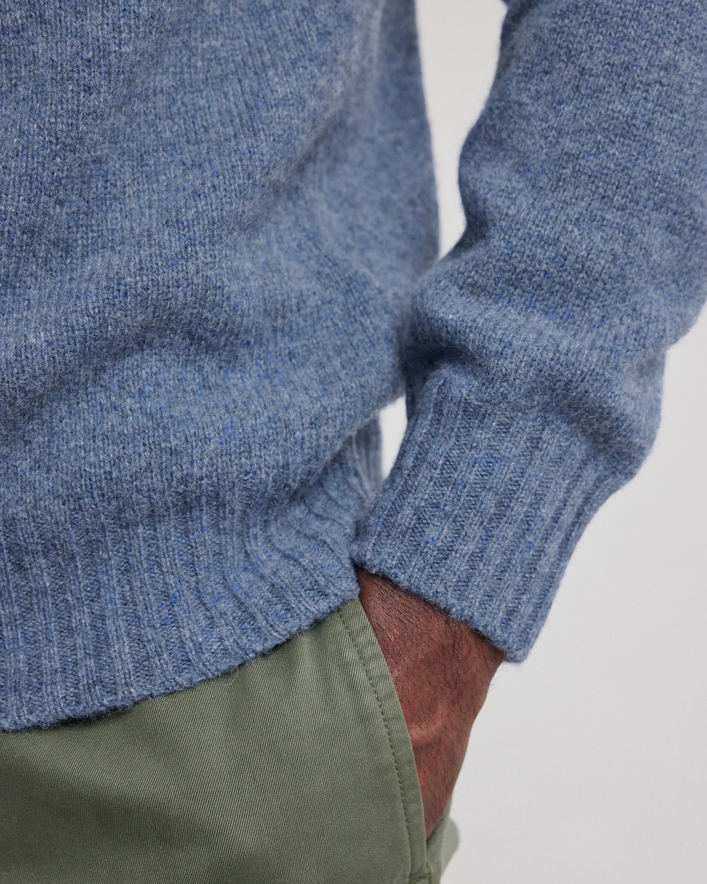 Pull Homme en laine shetland Bleu denim