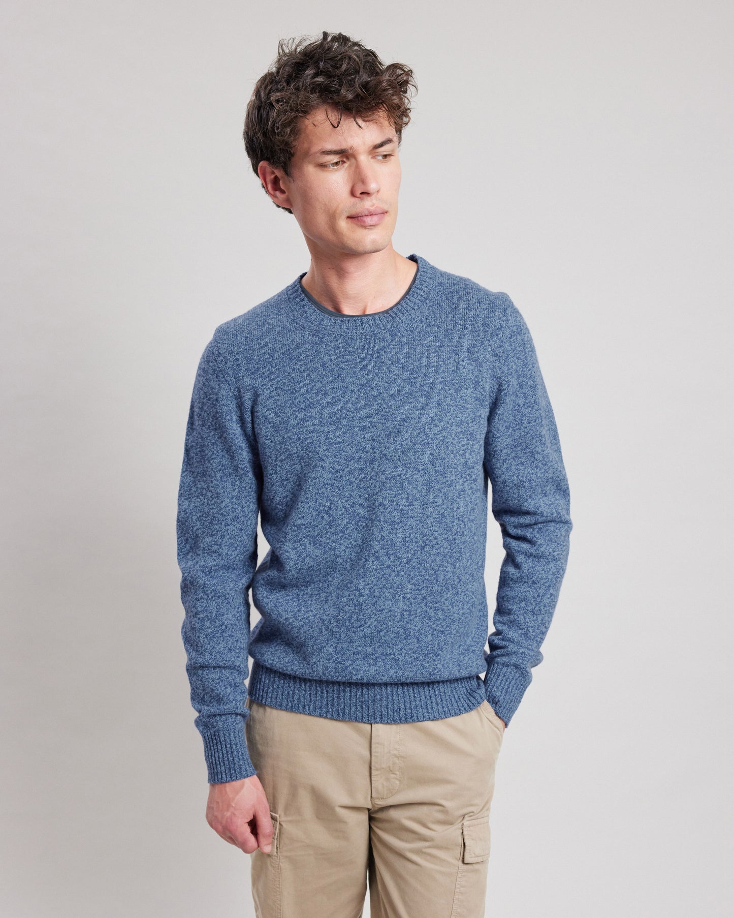 Pull Homme en laine lambswool Bleu denim