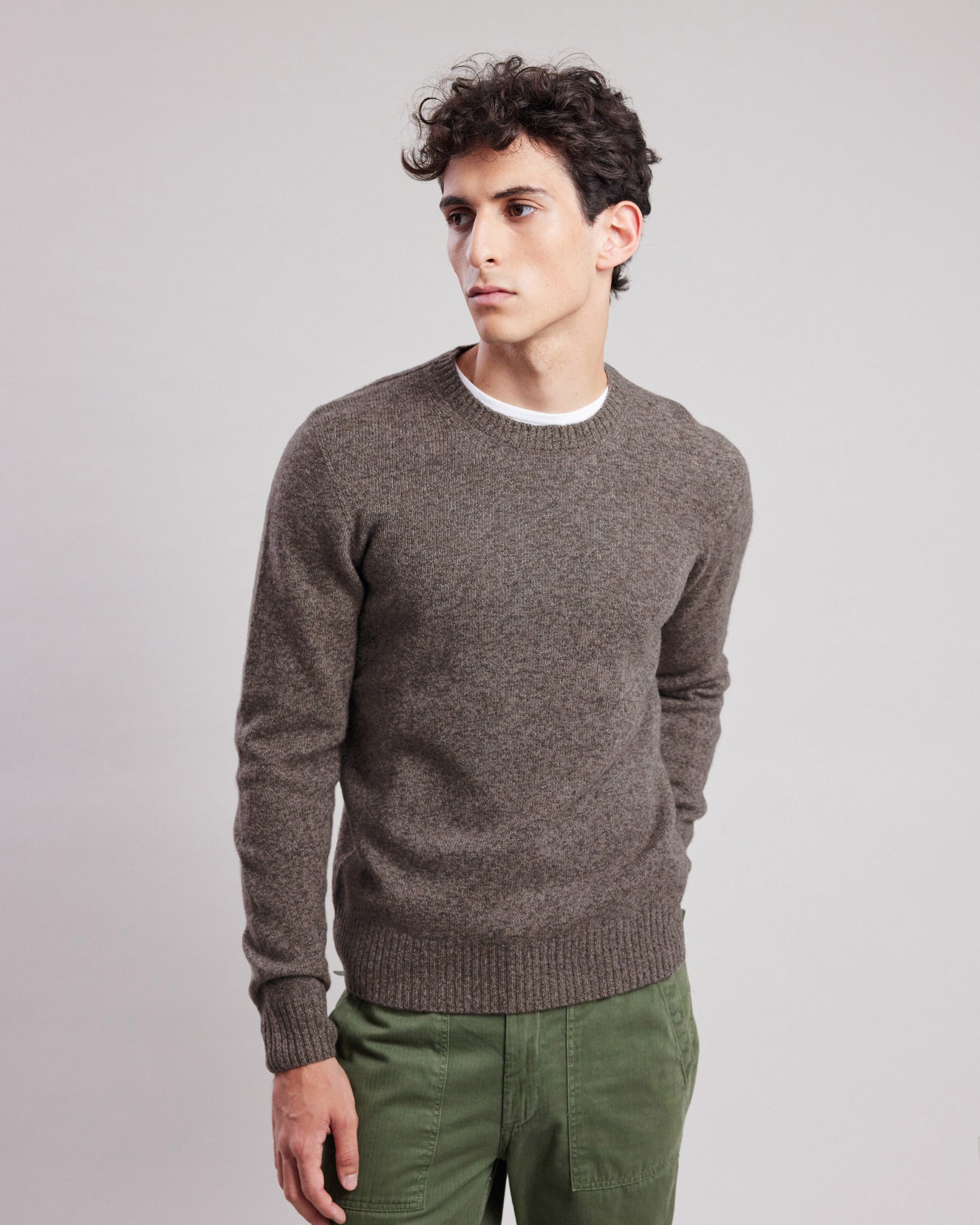 Pull Homme en laine recyclée Brun