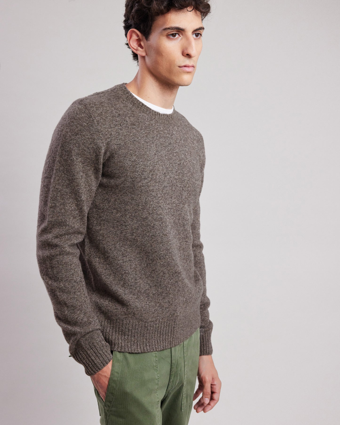 Pull Homme en laine recyclée Brun