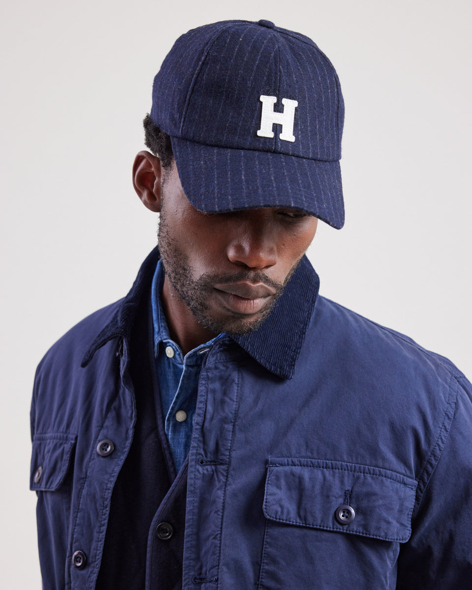 Men's Navy Blue striped wool Cap - Image alternative