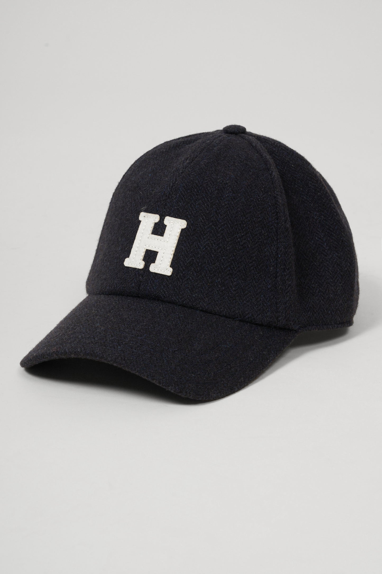 Men's Navy Blue herringbone wool Cap