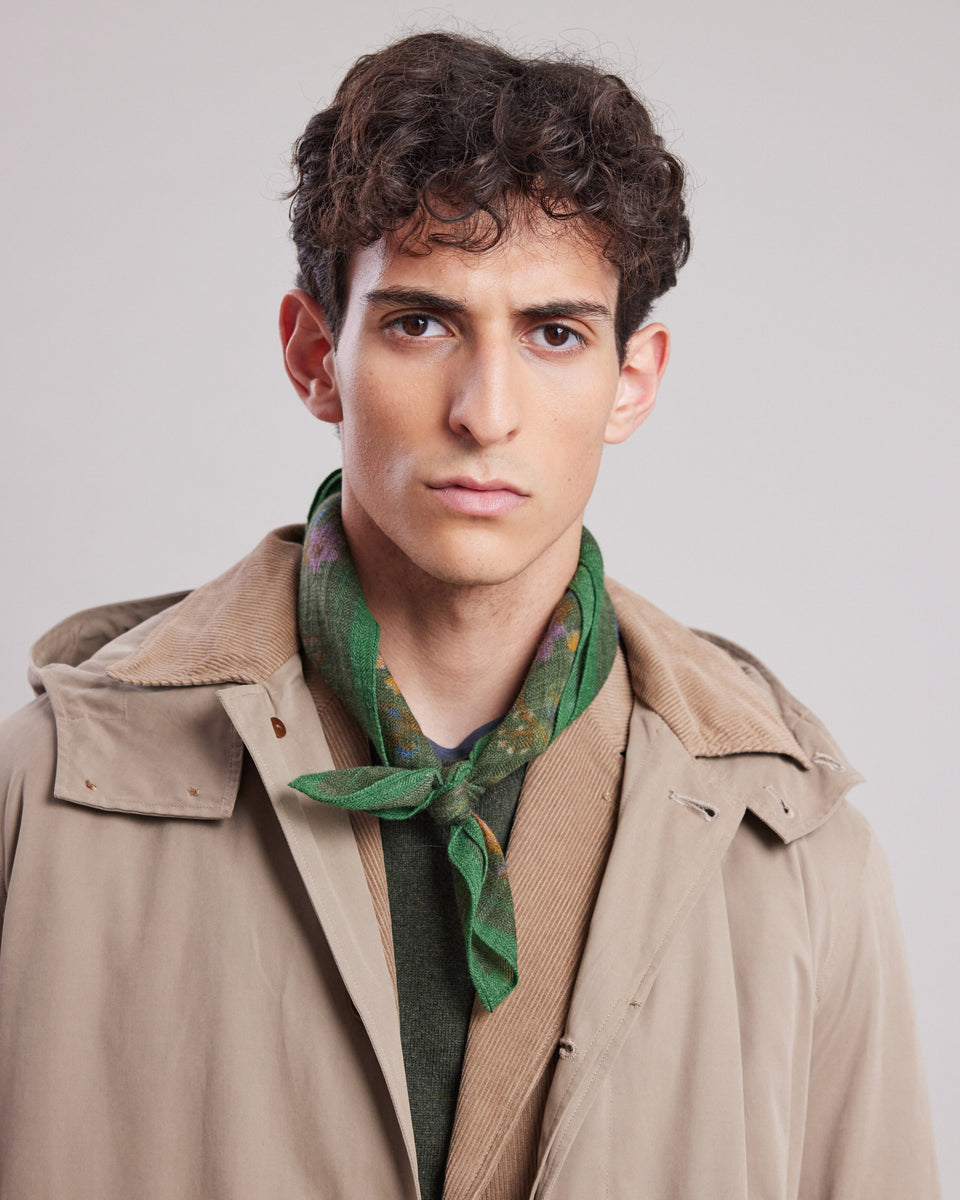 Echarpe Homme en laine imprimée Jungle Vert - Image principale