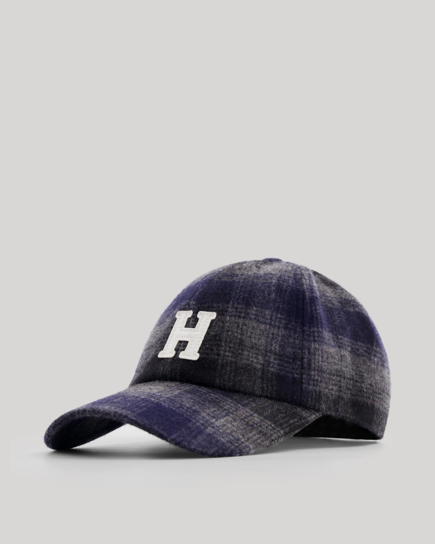 Cap H Men's Navy Blue recycled plaid wool Cap