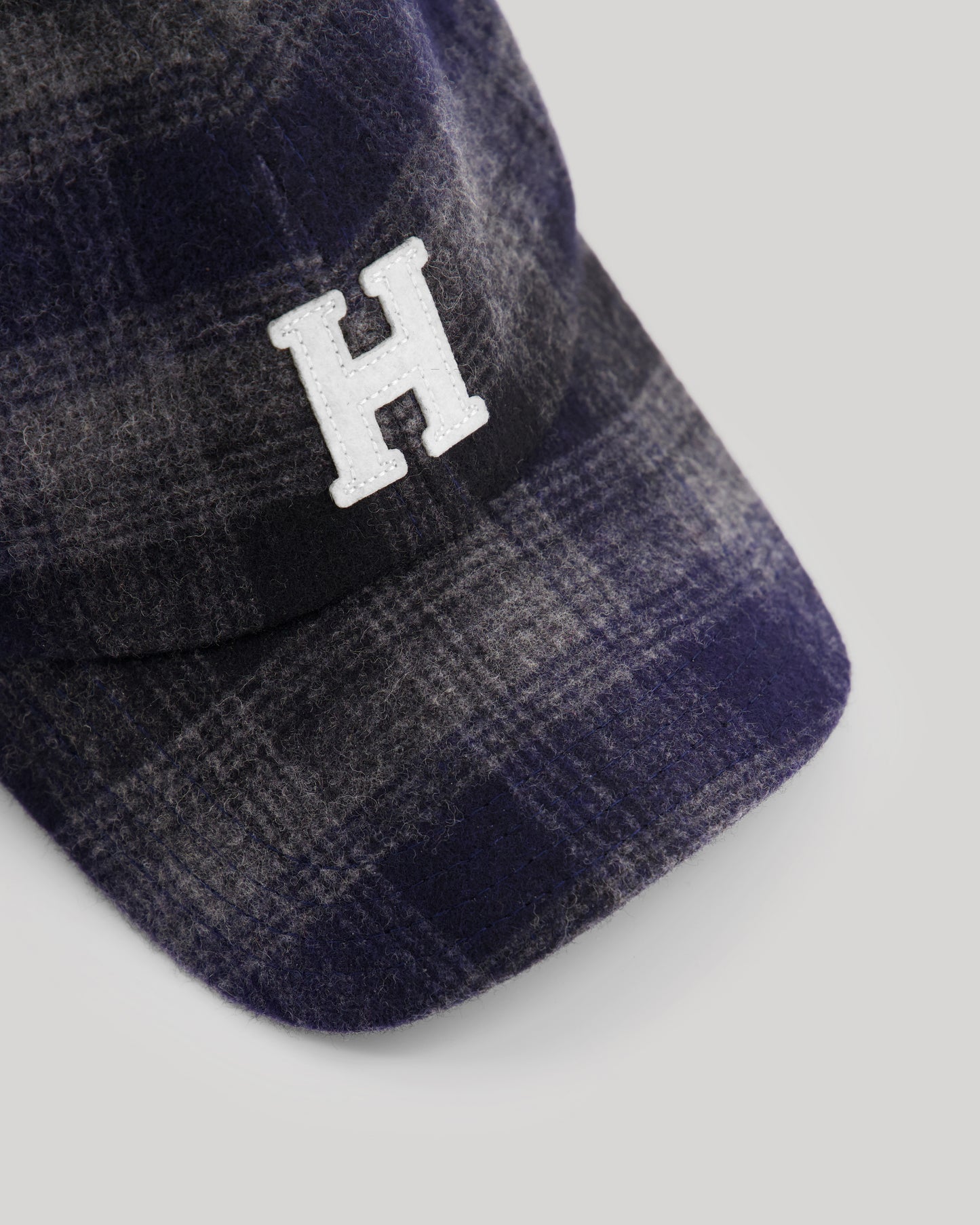 Cap H Men's Navy Blue recycled plaid wool Cap