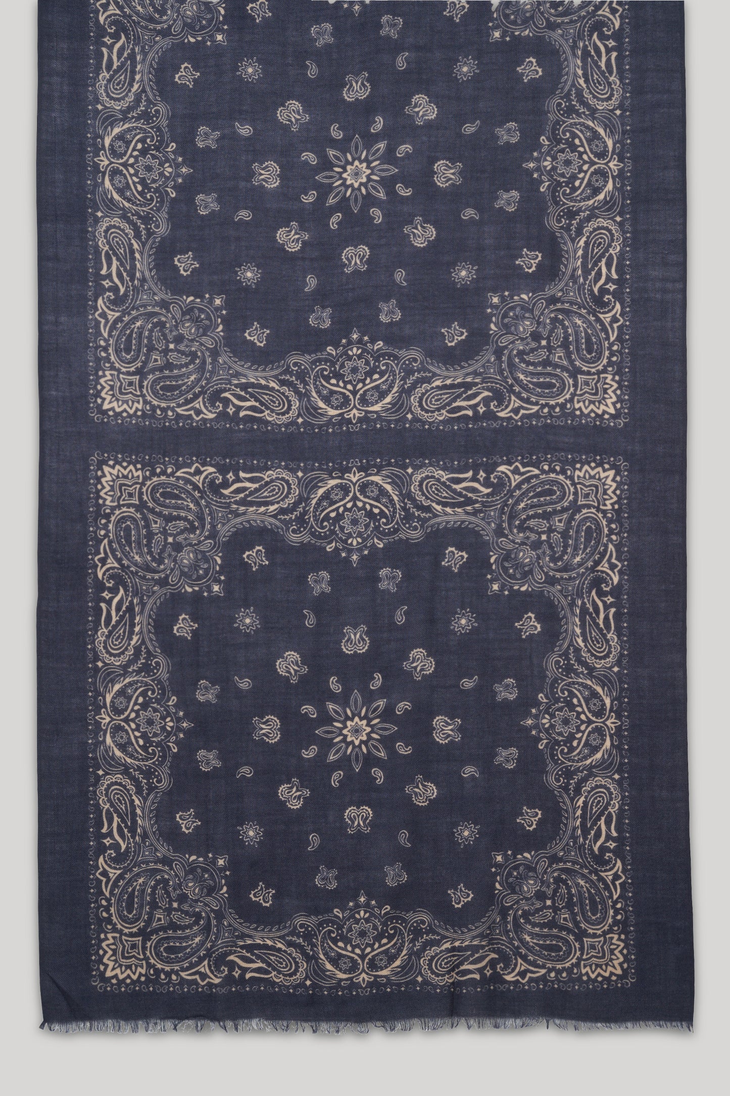 Men's Indigo bandana print wool Scarf