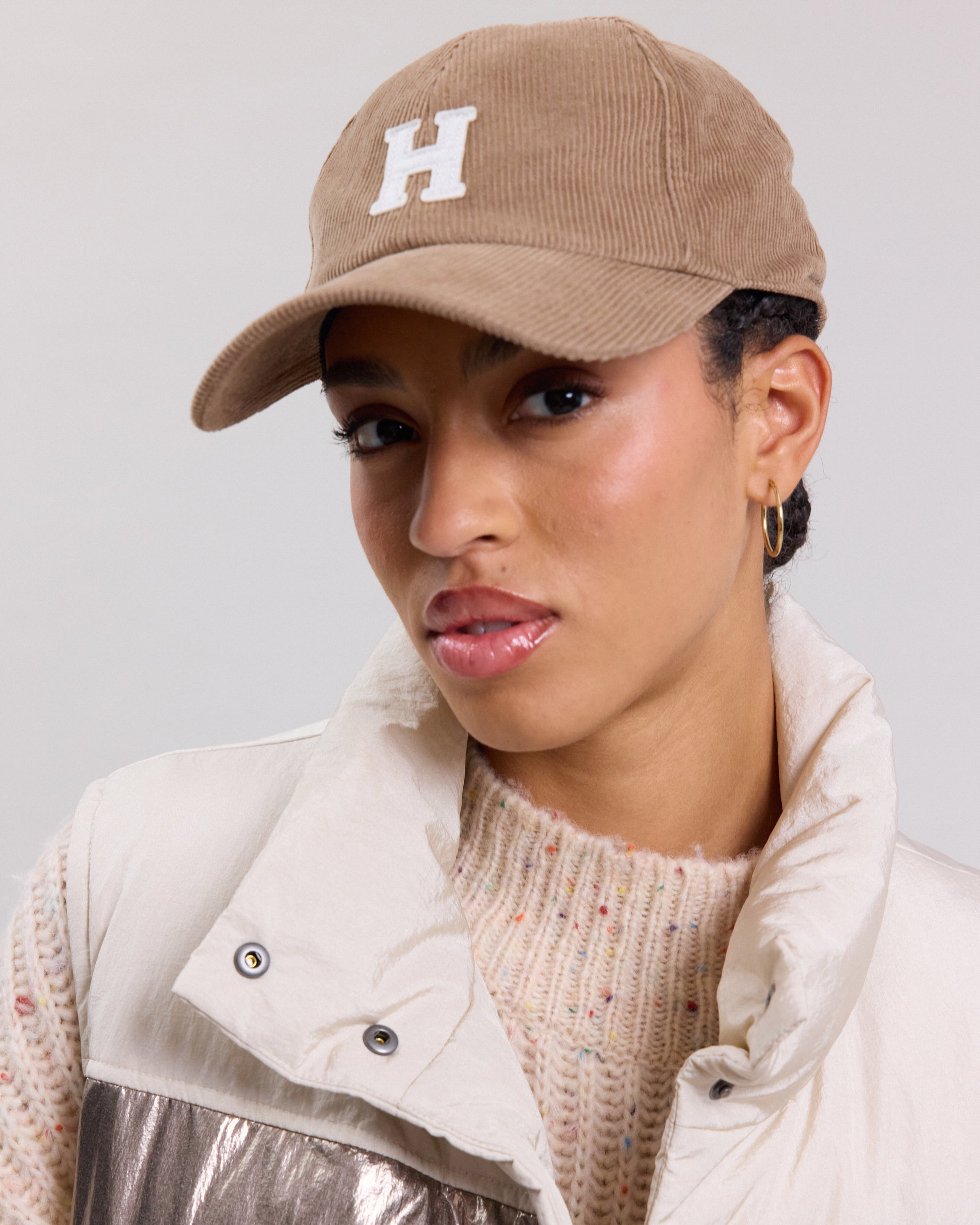 Casquette Femme en velours côtelé Beige Cap H BCAA700-03