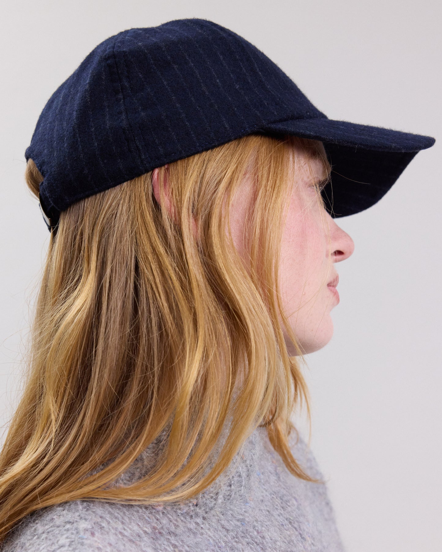 Cap H Women's Navy Blue striped wool Cap