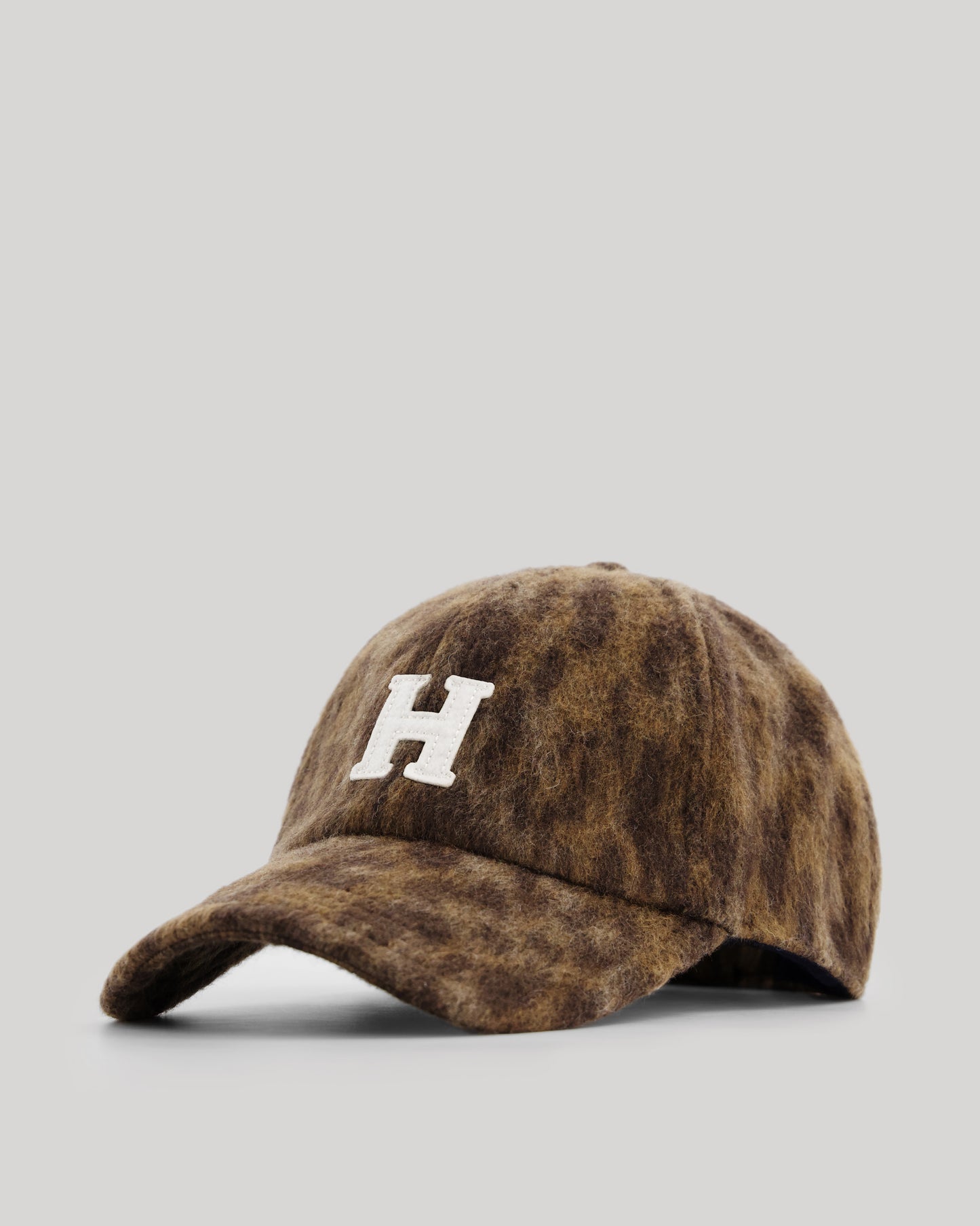 Cap H Women's Brown Leopard print wool blend Cap