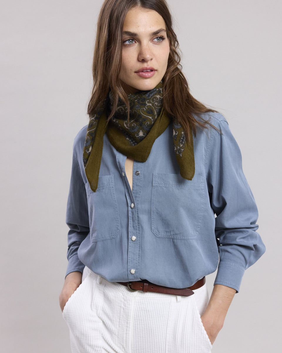 Echarpe Femme en laine imprimé Bandana Vert Militaire - Image principale