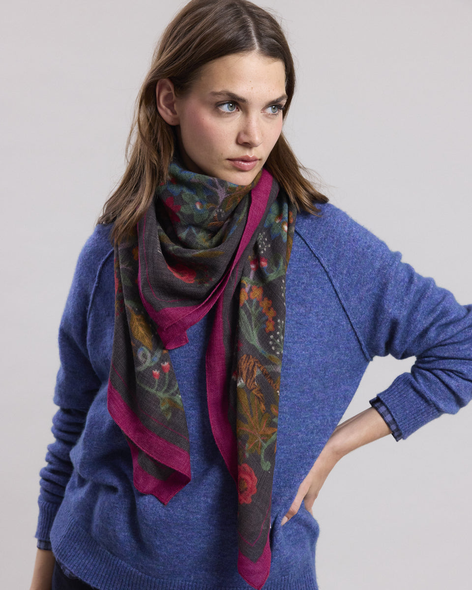 Women's Carbon jungle print wool Scarf - Image principale