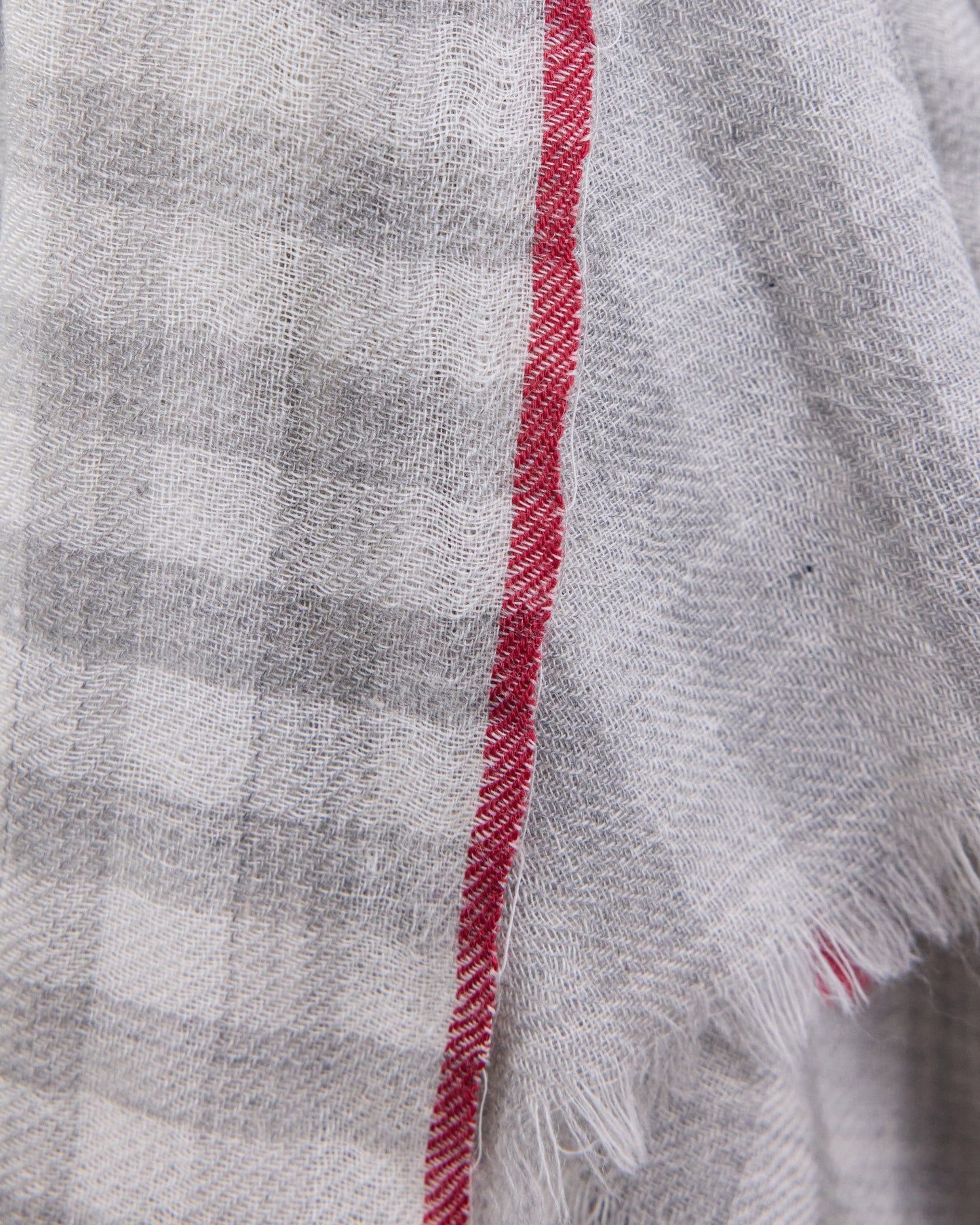 Women's Light Gray Gingham plaid print wool Scarf