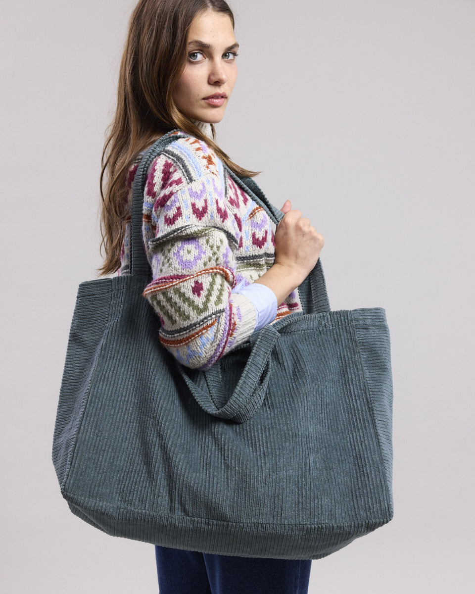 Women's Blue corduroy Bag - Image principale