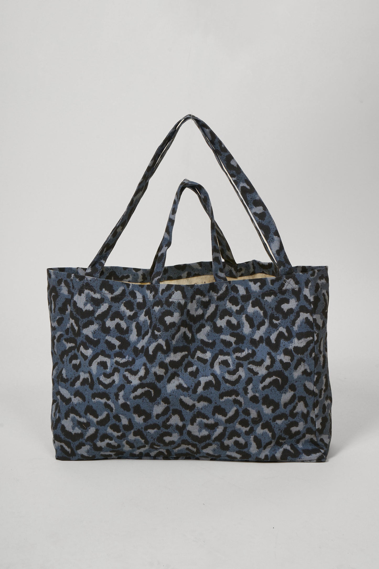 Sac Femme en coton imprimé léopard Bleu