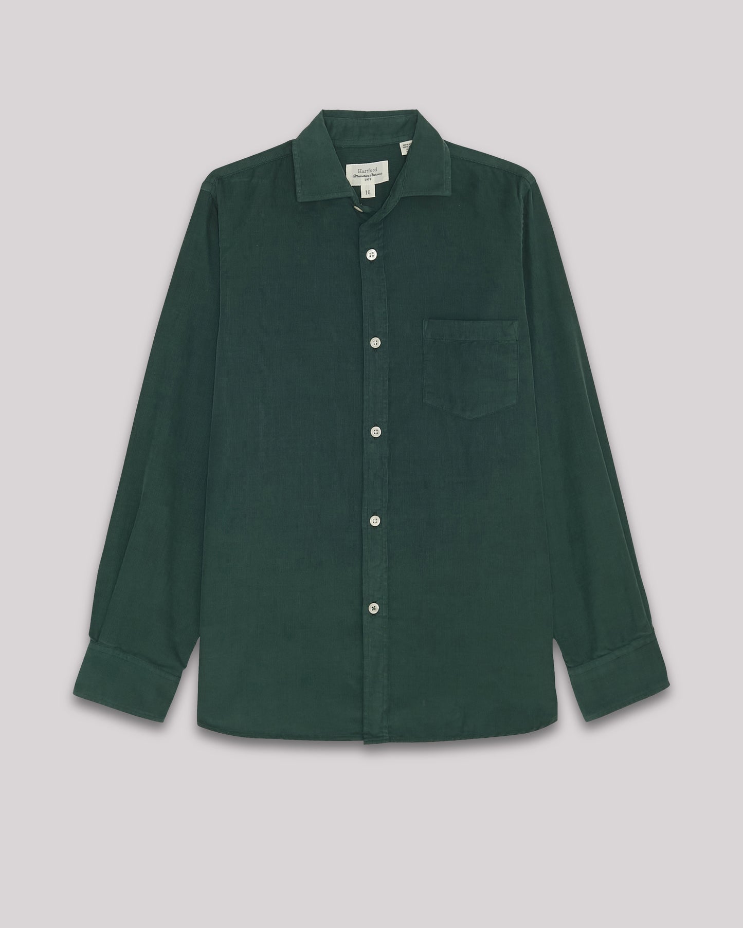 Chemise Garcon en velours côtelé fin Vert Cyprès Paul