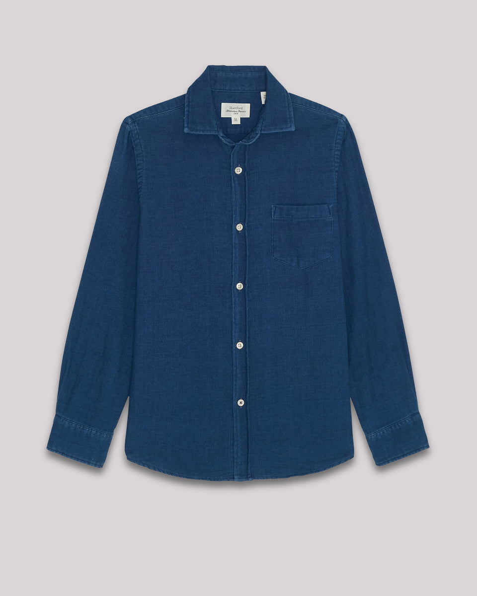 Chemise Garcon en twill double face Indigo Paul - Image principale