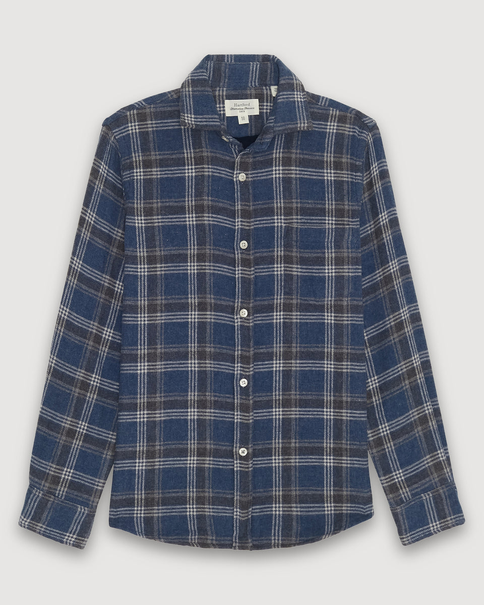 Paul Boy's Denim double face plaid flannel Shirt - Image alternative