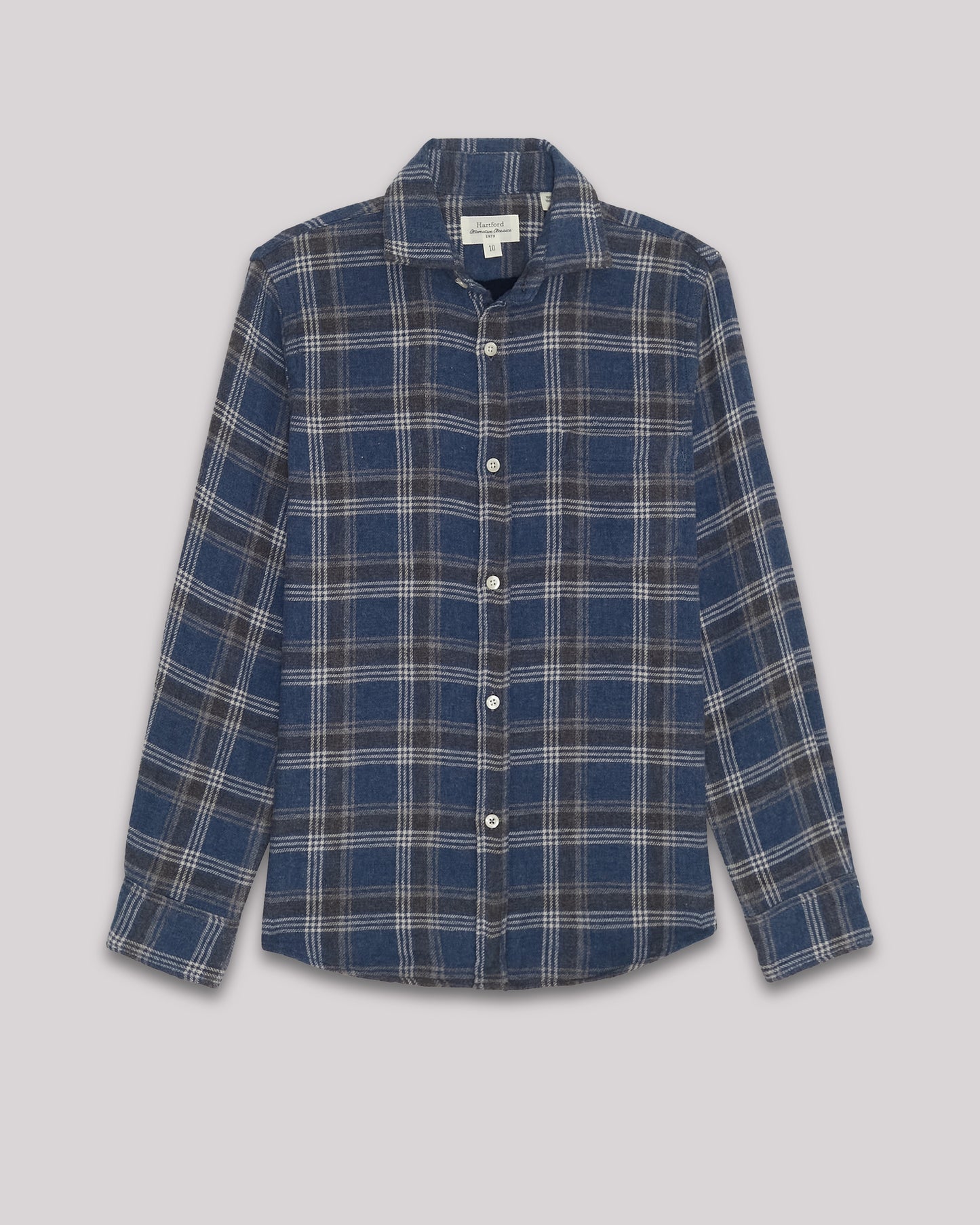 Chemise Garcon en flanelle double face à carreaux Bleu denim Paul