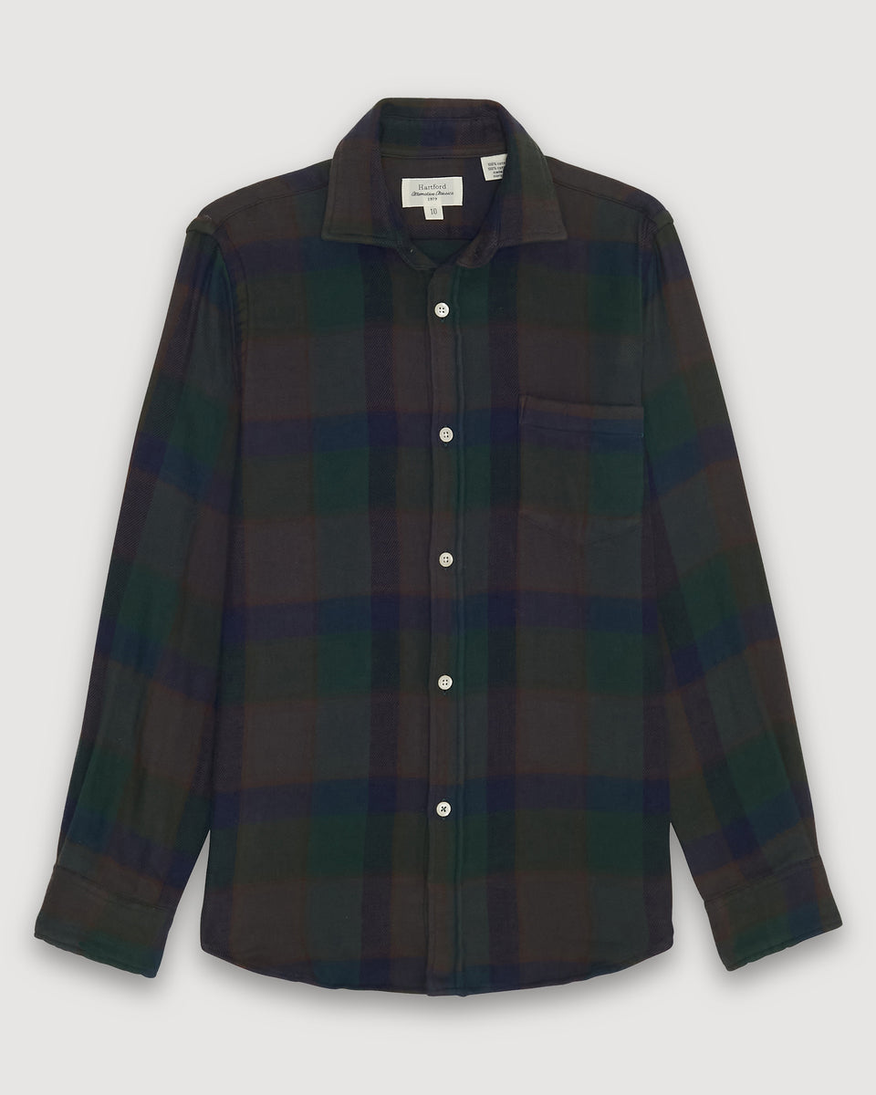 Paul Boy's Green double face plaid flannel Shirt - Image alternative