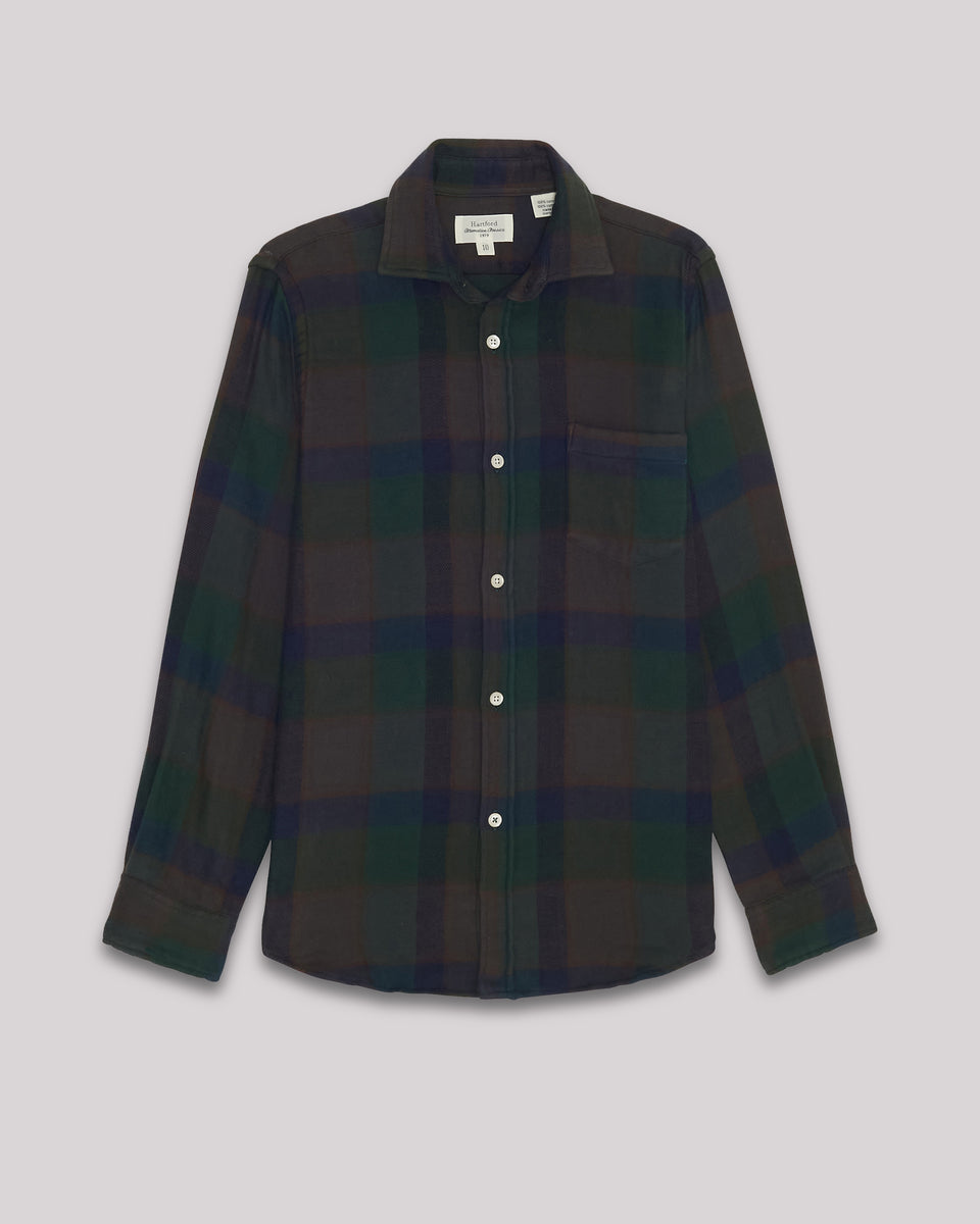 Paul Boy's Green double face plaid flannel Shirt - Image alternative