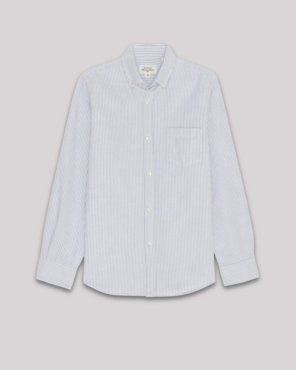 Chemise Garcon en oxford de coton brossé Bleu Pitt - Image principale