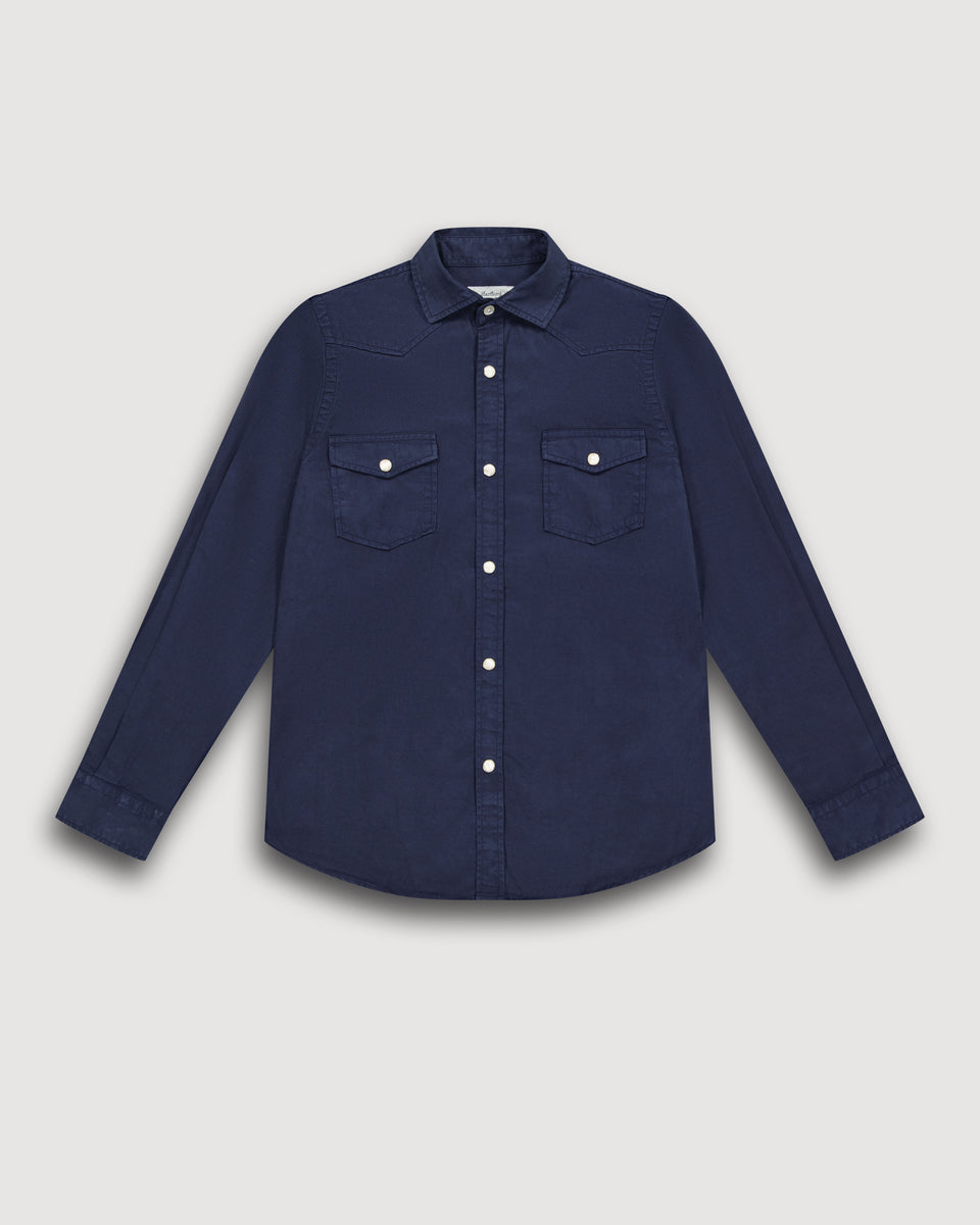 Phoenix Boy's Midnight Blue poplin Shirt - Image principale