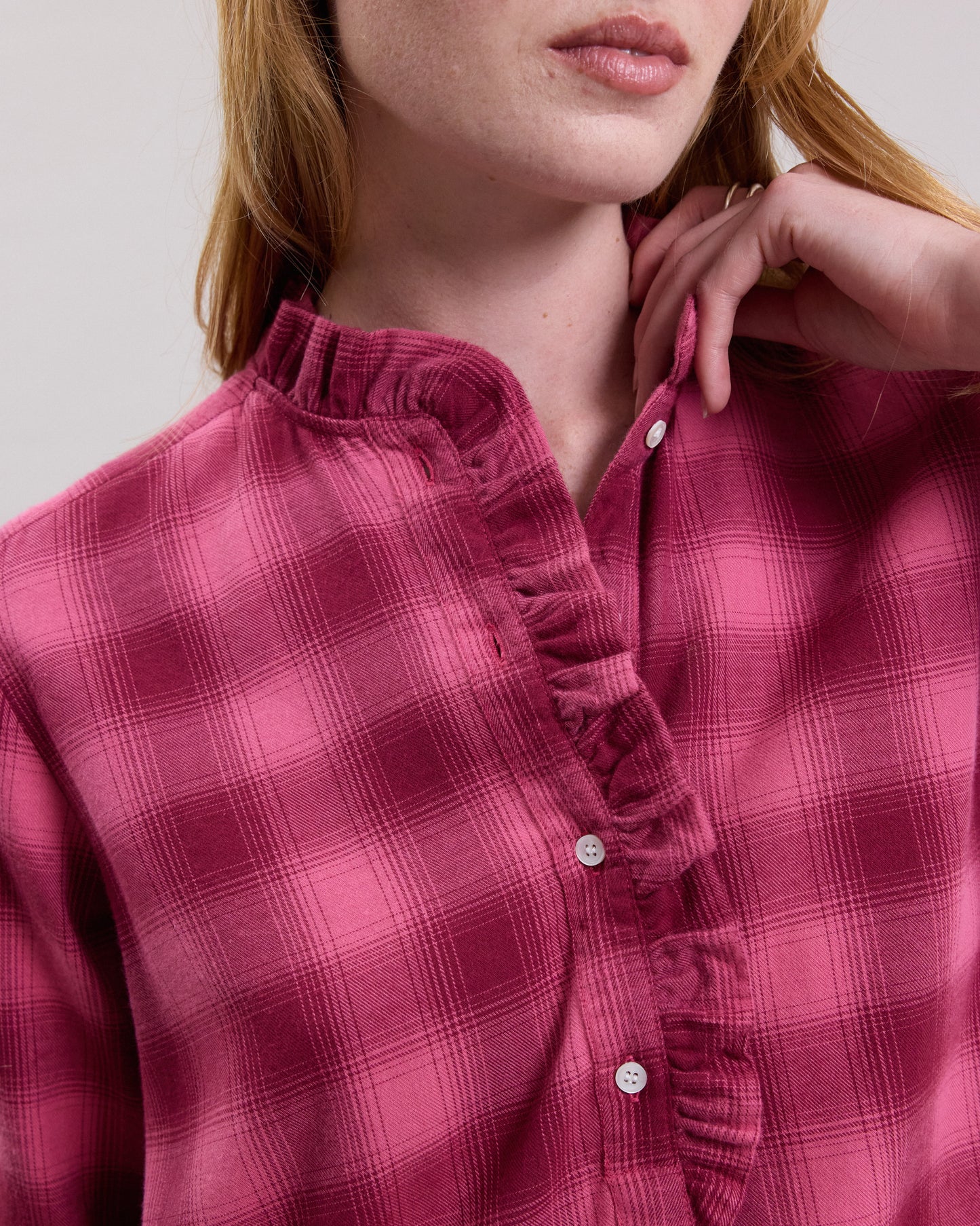 Carmen Women's pink flannel cotton plaid Shirt