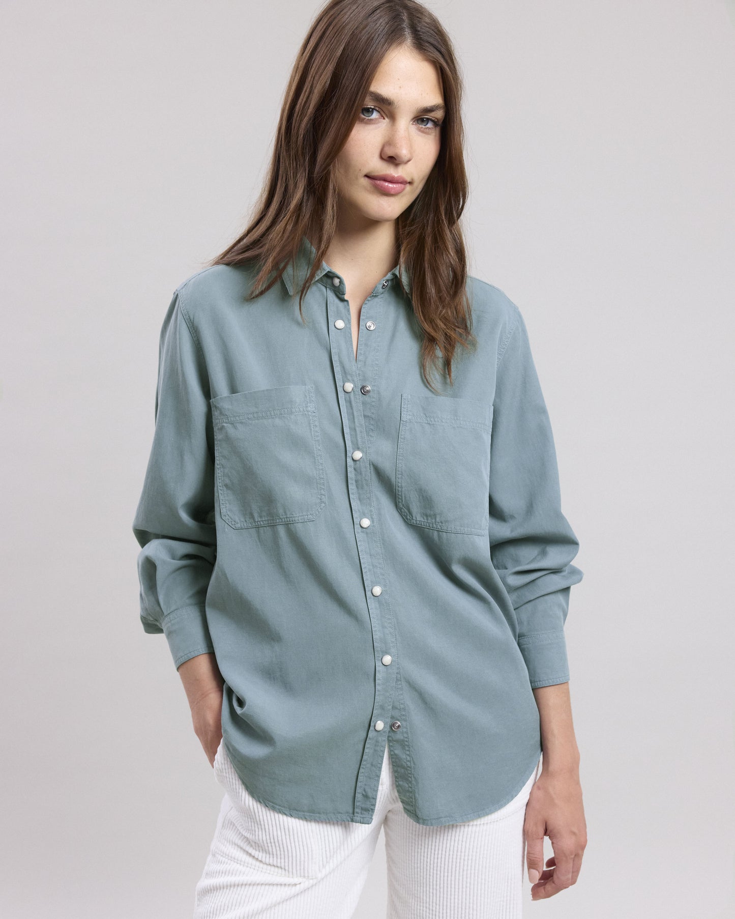 Chemise Femme en gabardine de coton Bleu Chandler